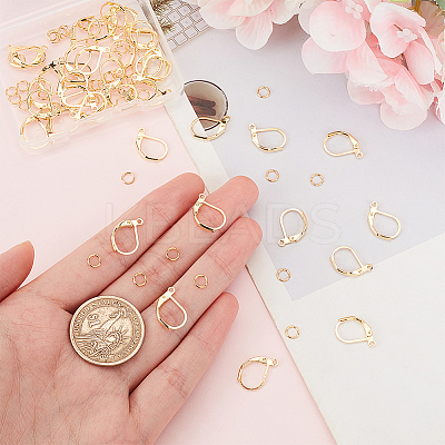 40Pcs Brass Leverback Earring Findings KK-BC0013-03G-1