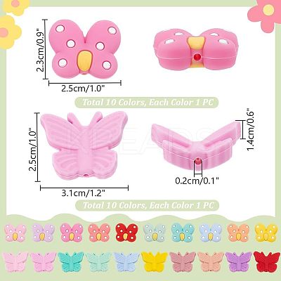20Pcs 20 Styles Butterfly Food Grade Eco-Friendly Silicone Focal Beads SIL-PH0001-34-1
