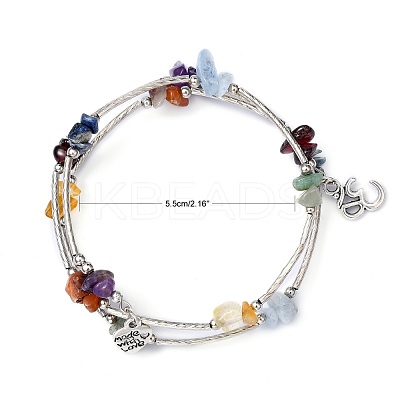Three Loops Natural Gemstone Beaded Wrap Bracelets BJEW-JB02331-03-1