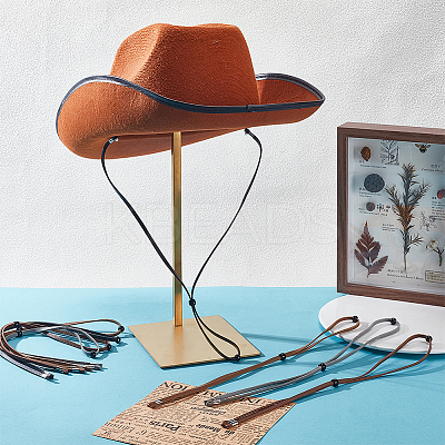 16Pcs 4 Colors Adjustable PU Leather Anti-skidding Flat  Strap for Hat DIY-GA0008-74-1