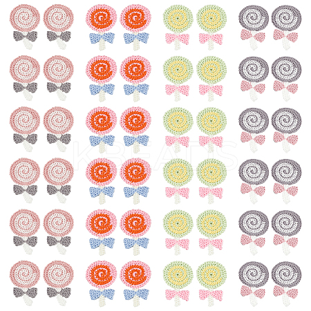 48Pcs 4 Colors Polyester Embroidery Sew on Appliques PATC-FG0002-01-1