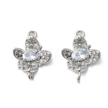 Brass Micro Pave Cubic Zirconia Connector Charms KK-Z103-10P-02-1