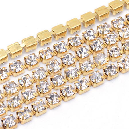 Brass Rhinestone Strass Chains CHC-T003-SS14-01C-1