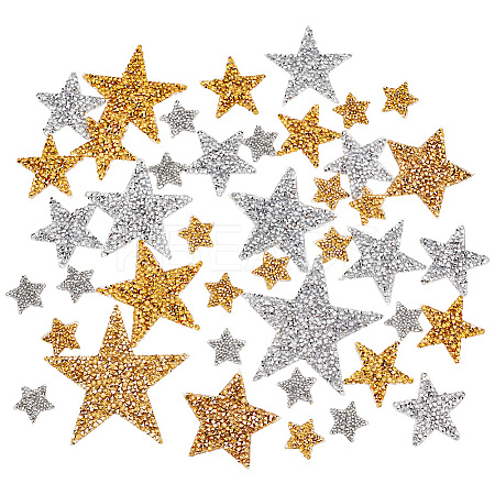 42Pcs 10 Style Star Glitter Hotfix Rhinestone FIND-PH0017-02-1