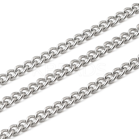 Tarnish Resistant 304 Stainless Steel Curb Chains STAS-M032-4mm-51P-1