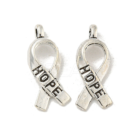 Awareness Ribbon Hope Tibetan Style Alloy Pendants TIBEP-R344-11AS-LF-1