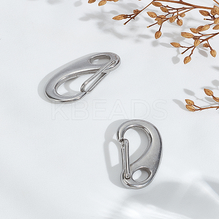 2Pcs 304 Stainless Steel Push Gate Snap Keychain Clasp Findings STAS-LP0005-53-1