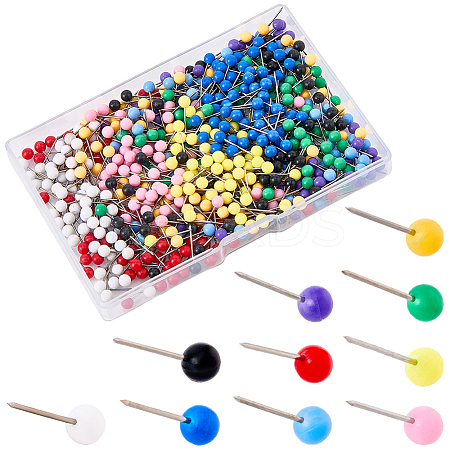 600Pcs 10 Colors Round Stainless Steel Drawing Pins FIND-SP0004-46-1