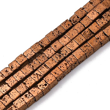 Electroplated Natural Lava Rock Beads Strands G-A256-B01-01H-1