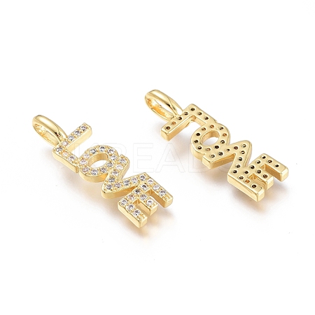 Brass Micro Pave Clear Cubic Zirconia Pendants ZIRC-Q023-06G-1