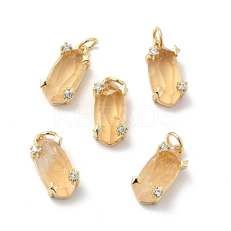 Faceted Natural Citrine Pendants KK-Z137-14G-02-1