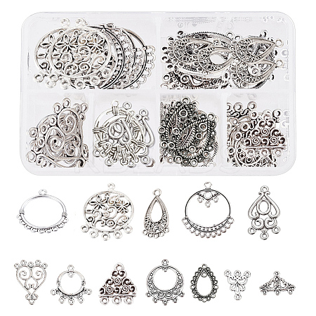 48Pcs 12 Styles Alloy Links PALLOY-SC0003-61AS-1
