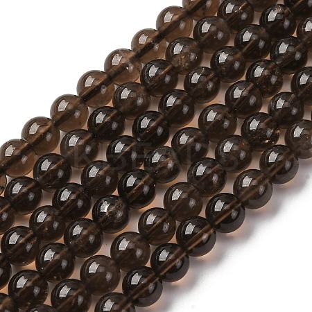 Natural Smoky Quartz Round Beads Strands G-E329-8mm-38B-1