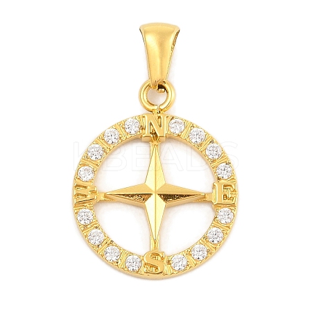 Ion Plating(IP) 304 Stainless Steel Micro Pave Cubic Zirconia Pendants STAS-D112-03G-01-1