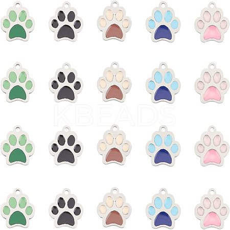 20Pcs 5 Colors 304 Stainless Steel Enamel Charms STAS-UN0026-51-1