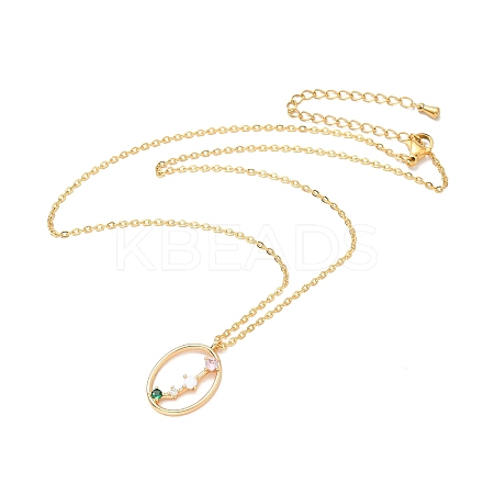 Colorful Cubic Zirconia Constellation Pendant Necklace NJEW-H166-01D-1