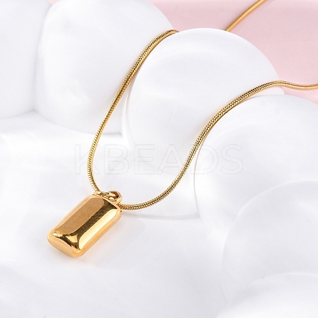 304 Stainless Steel Rectangle Pendant Snake Chain Necklaces for Women Men EJEW-Z044-02G-1