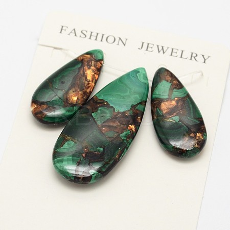 Assembled Synthetic Dyed Malachite and Bronzite Pendant Sets G-L359-02B-1