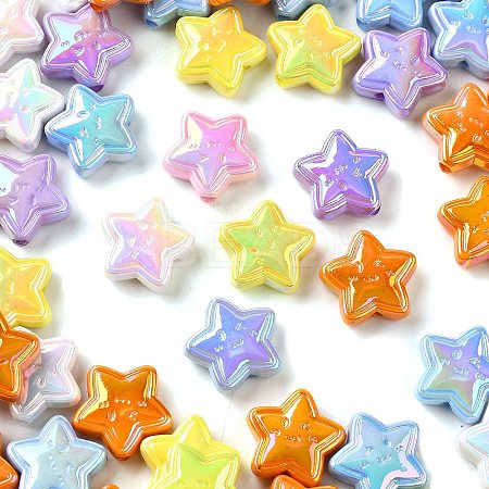 UV Plating Opaque Acrylic Beads MACR-F083-04-1