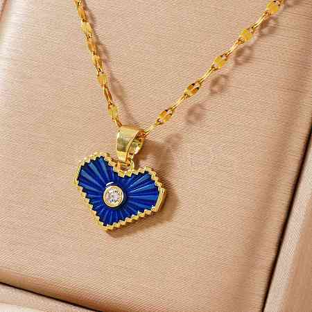 Romantic Brass Clear Cubic Zirconia Heart Pendant Necklaces FR4292-2-1