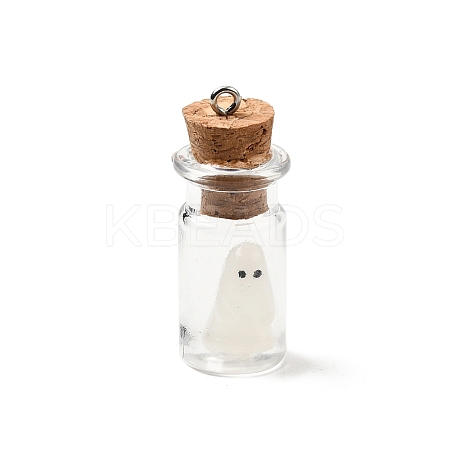 Halloween Glass Wishing Bottle Pendants IFIN-P041-02P-01-1