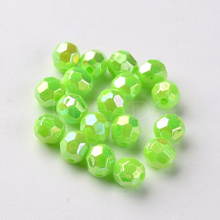 AB Color Plated Eco-Friendly Poly Styrene Acrylic Round Beads TACR-L004-10mm-46-1
