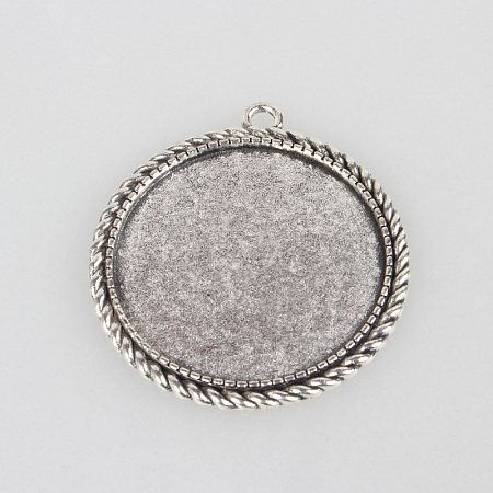 Tibetan Style Alloy Pendant Cabochon Settings X-TIBEP-N003-66AS-1