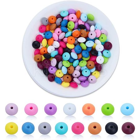 150Pcs 15 Style Food Grade Eco-Friendly Silicone Abacus Beads SIL-CA0001-24-1
