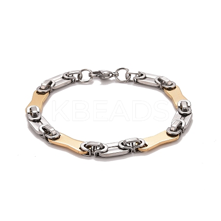 PVD Vacuum Plating 201 Stainless Steel Bar Link Chain Bracelets LS-STAS-E160-01GP-1
