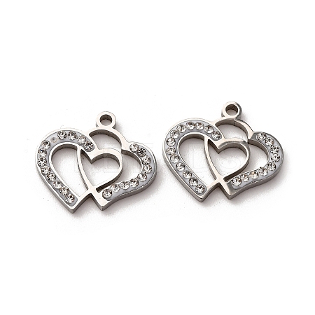 304 Stainless Steel Clay Rhinestone Pendants STAS-P406-17E-P-1