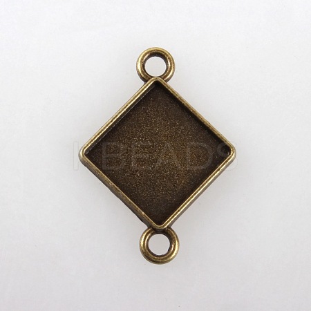 Vintage Tibetan Alloy Rhombus Cabochon Connector Bezel Settings TIBE-M016-03AB-NF-1