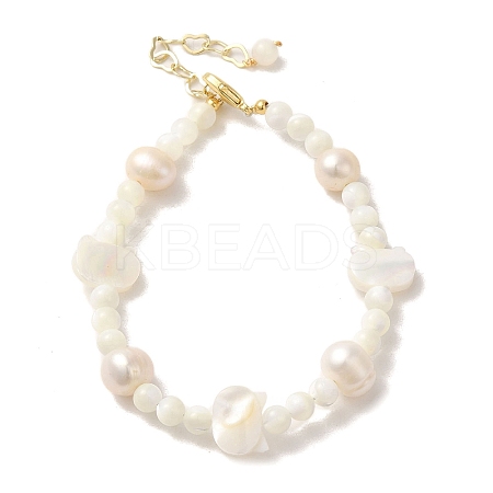 Natural Pearl & Shell Beaded Bracelets BJEW-C051-25G-1
