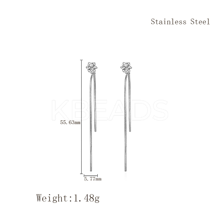 Elegant Stainless Steel Flat Round Tassel Stud Earrings BX2341-1-1