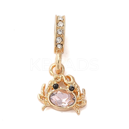 Rack Plating Alloy Rhinestone European Dangle Charms PALLOY-S189-38G-04-1