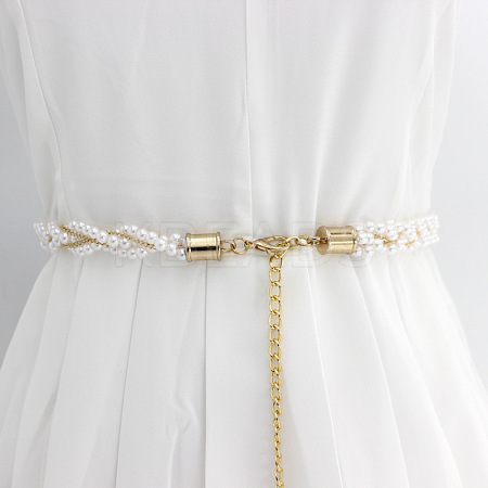 Alloy & Plastic Imitation Pearl Twisted Waist Chains for Women WG1D18B-03-1