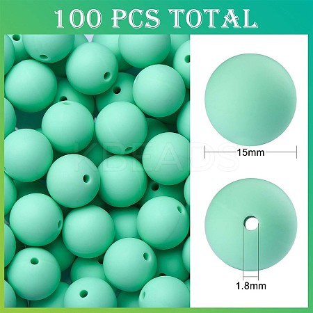 100Pcs Silicone Beads Round Rubber Bead 15MM Loose Spacer Beads for DIY Supplies Jewelry Keychain Making JX456A-1