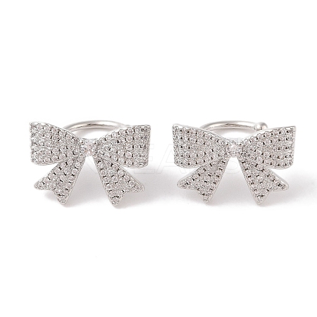 Brass Micro Pave Clear Cubic Zirconia Cuff Earrings for Women EJEW-I305-22P-1