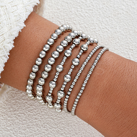6Pcs CCB Round Beaded Stretch Bracelets WGF8C34-06-1