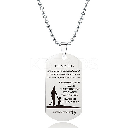 201 Stainless Steel To My Son Dog Tag Pendant Ball Chain Necklaces FS-WG527E6-10-1