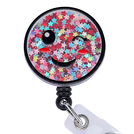 Sequin Quicksand Effect Acrylic & ABS Plastic Badge Reel AJEW-SZ0002-46B-1