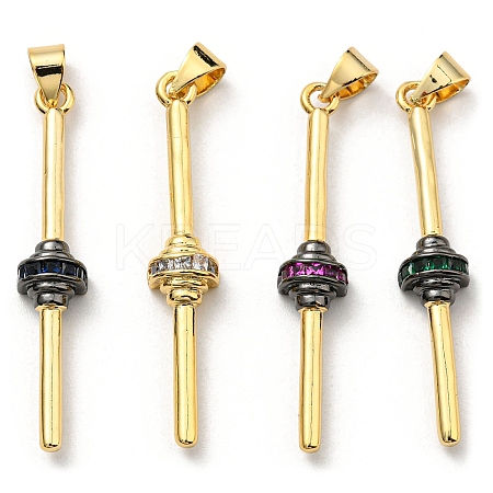 Brass with Cubic Zirconia Pendants KK-K341-31G-1