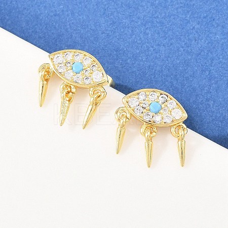 Eye with Cone Brass Micro Pave Cubic Zirconia Dangle Stud Earrings EJEW-A151-03G-1