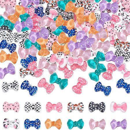 120Pcs 12 Styles Bowknot Resin Cabochons MRMJ-OC0002-90-1