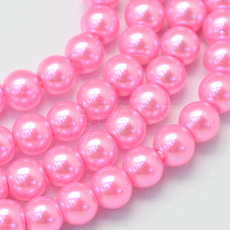 Baking Painted Pearlized Glass Pearl Round Bead Strands X-HY-Q003-4mm-68-1