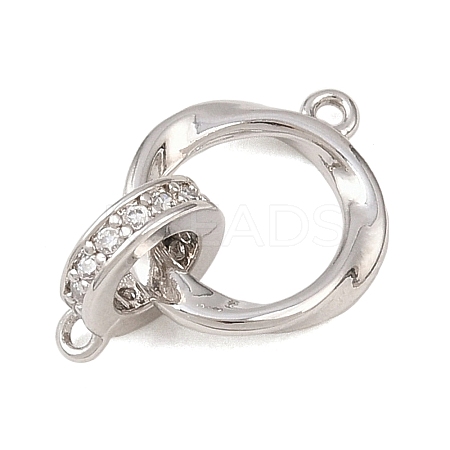 Brass Micro Pave Clear Cubic Zirconia Twisted Ring Links KK-G544-45P-1