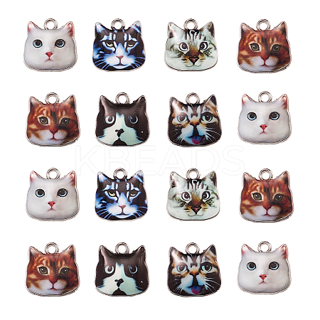 60Pcs 6 Colors Zinc Alloy Enamel Pendants ENAM-CJ0001-77-1