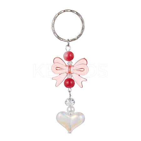 Acrylic Heart with Bowknot Keychains KEYC-JKC00612-01-1