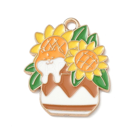Small Potted Plant with Dog Alloy Enamel Pendants ENAM-I083-01KCG-05-1