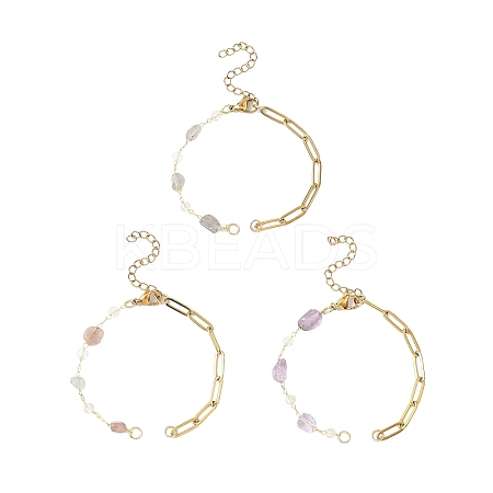 3Pcs 3 Styles 304 Stainless Steel Paperclip Chain Bracelet Making AJEW-JB01434-1