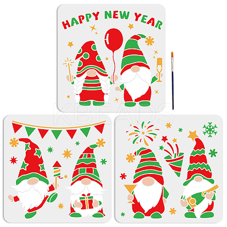 MAYJOYDIY US 1 Set Happy New Year PET Hollow Out Drawing Painting Stencils DIY-MA0002-60B-1